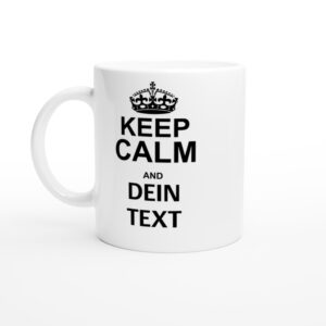 Foto von KEEP CALM and ... Weiße Keramiktasse mit Kaffee